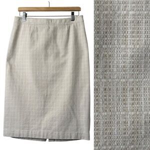 Boden Boucle Textured Pencil Skirt Size 8L Cream Career Modest Academia Office